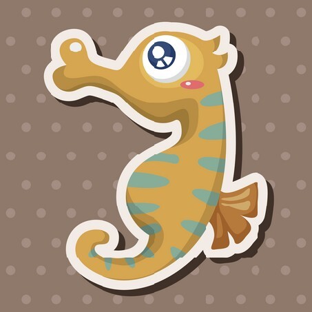 sea animal hippocampus cartoon